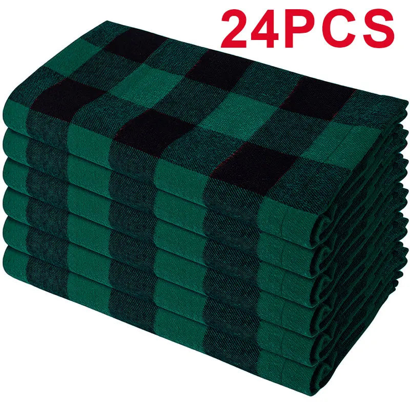 serviettes table orange blanches carreaux classiques pack 12 24 cm45cm