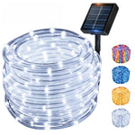 guirlande lumineuse led solaire extérieure blanche moderne 100 led 22mètres fixée piquet
