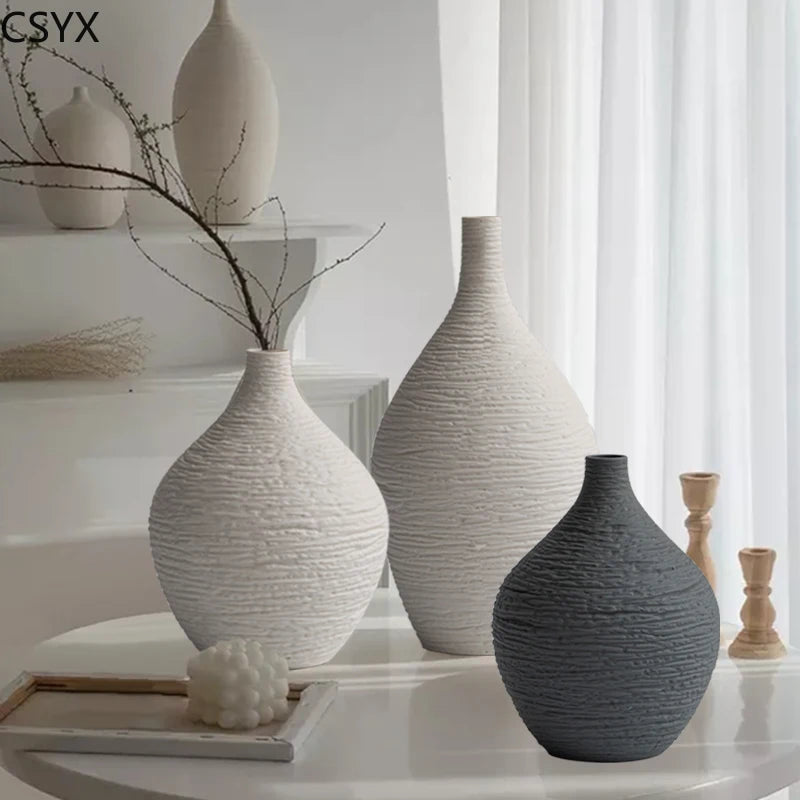 vase céramique moderne gris blanc texture tissée décoration intérieure salon