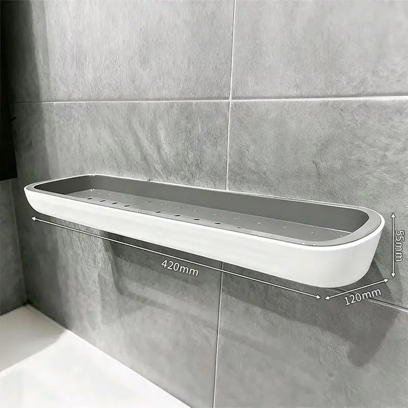 étagère murale adhésive moderne gris clair étagères barre fixation cosmétiques salle bain