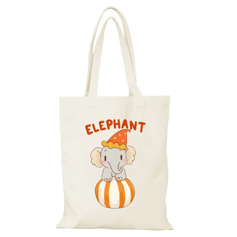 sac tissu toile éclair dessin animé tribal éléphant plumes pochette shopping femme opaque décontracté