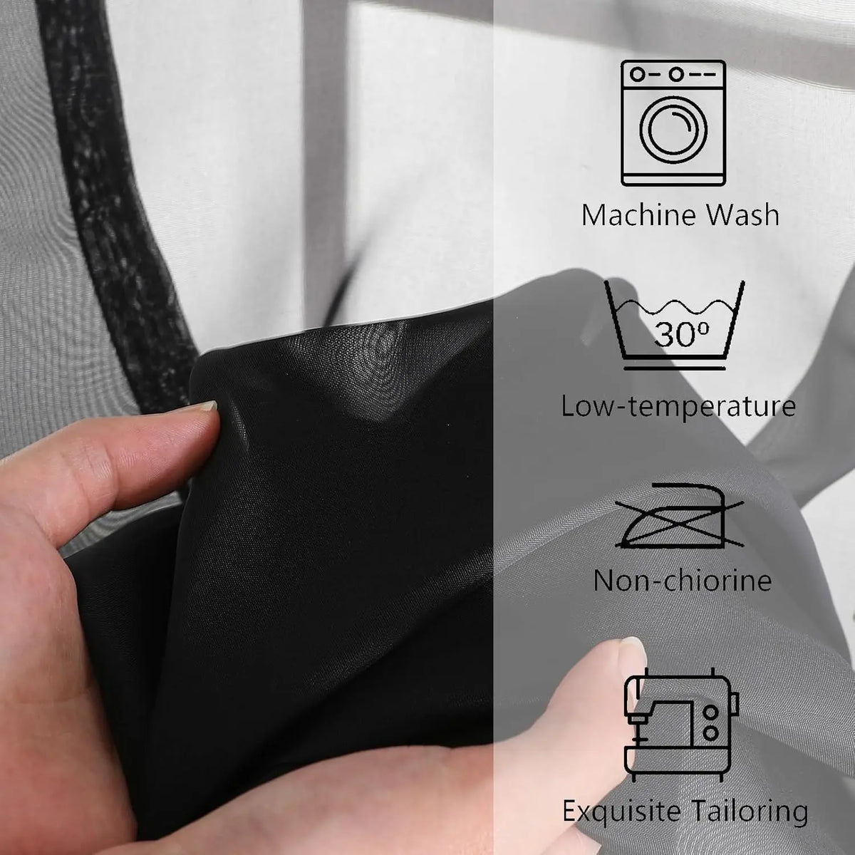 rideaux tulle noir plissé moderne translucides tringle rideaux 52po large