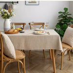 nappe réutilisable lin beige scandinave minimaliste rustique coussins chaises assiettes citrons bougies