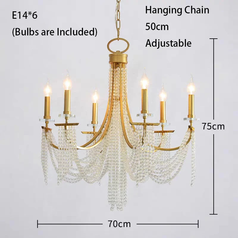 lustre pendentif doré cristal transparent classique chambre salon facile
