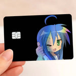 carte crédit personnalisée adhésive personnages animés holographique noir bleu vert arc ciel moderne illustratif