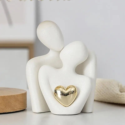 Figurine couple céramique abstraite noire