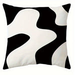 taies d'oreiller imprimées motif abstrait noir blanc contemporaines 45x45cm opaques maison hospitalière