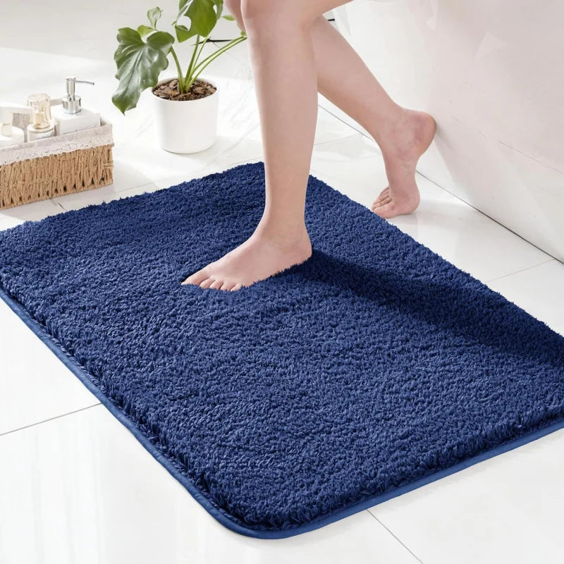 tapis bain moderne bleu marine coton doux non glissant salle bain 20x24 24x36 24x47
