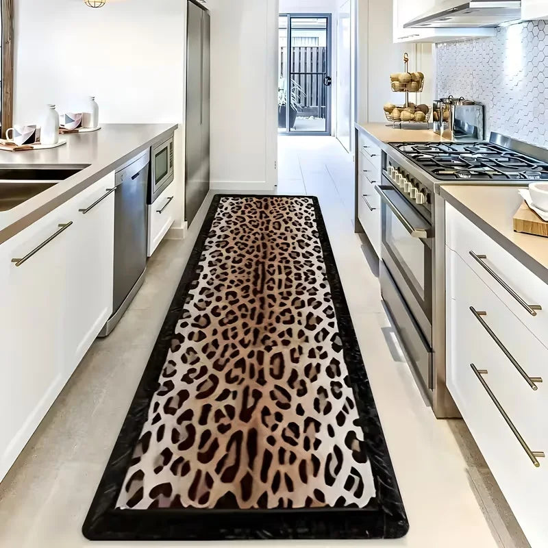 tapis léopard moderne noir beige marron intérieur extérieur sol chambre décoration maison
