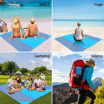 tapis plage imperméable bleu moderne sac rangement clous carabiner camping
