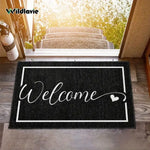 tapis d'entrée noir welcome moderne anti dérapant polyester machine lavable 50x80cm