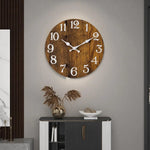 horloge murale bois vintage rustique sans tic tac analogique salon décoration chambre números