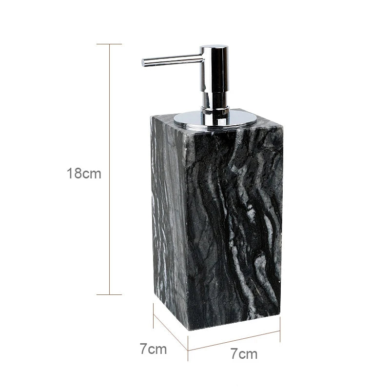 ensemble accessoires salle bain marbre noir rangement brosse dents dentifrice moderne luxe