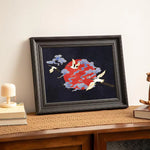 Cadre décoratif résine oiseaux blancs fond noir rouge branches vertes classique chambre maison