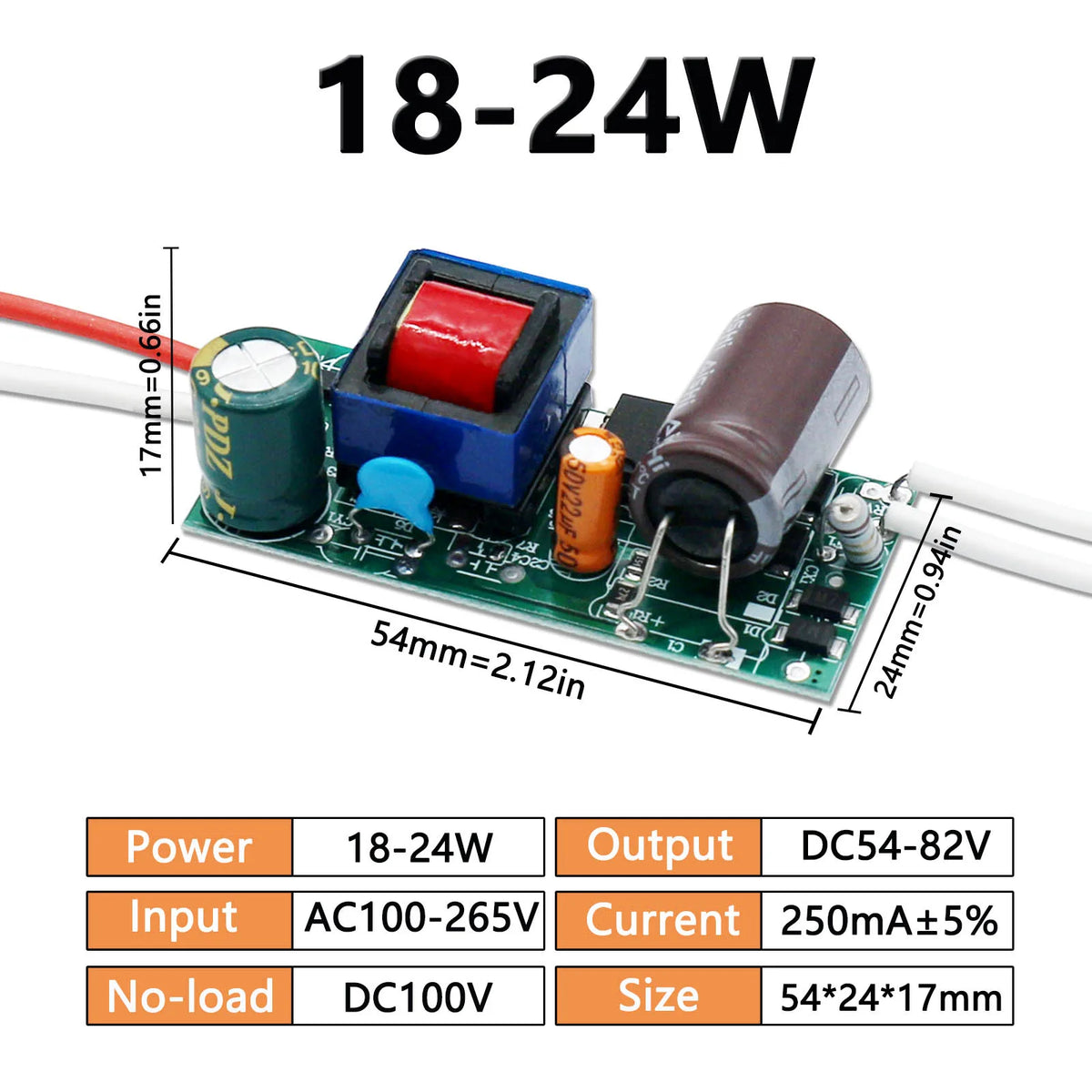 ampoule led transformateur isolation 100 265v 24w 250ma vert électronique 5w 7w 12w 12