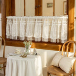 rideau fenêtre dentelle florale blanc crème vintage champêtre translucide chambre salonhôtel