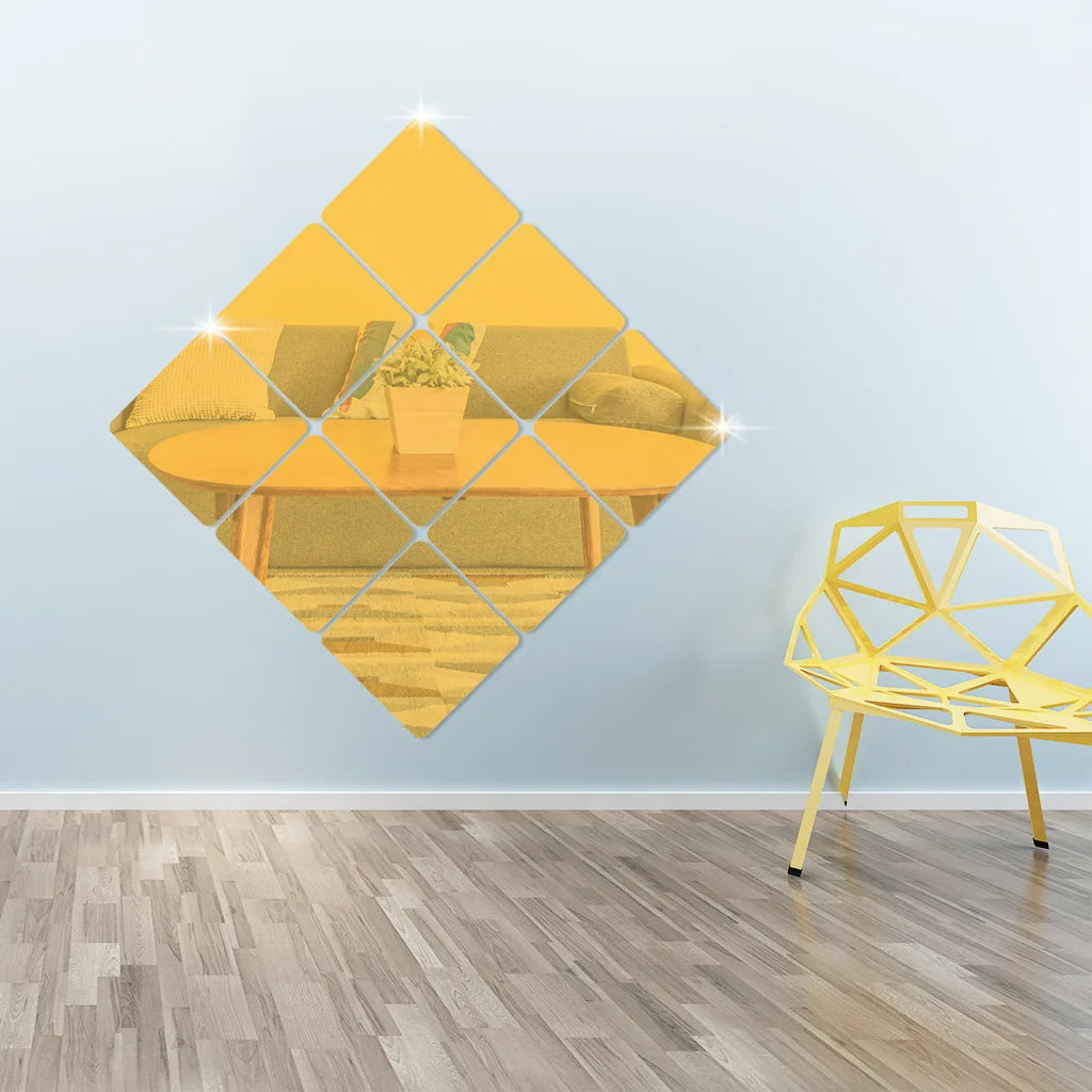 miroirs géométriques blancs modernes adhésifs 5cm 10cm 15cm 20cm 6pièces decoration mur maison chambre