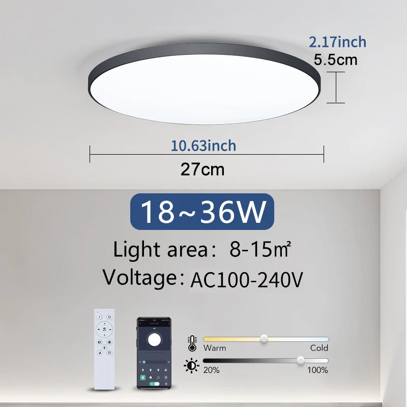 plafonnier led moderne blanc éclairage cuisine télécommande app interrupteur mural flux lumineux élevé