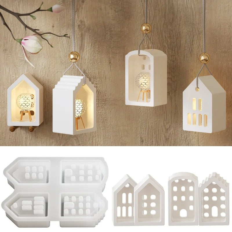 lampe poser maison forme moderne fenêtres toit blanc silicone minimaliste