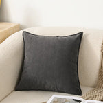 housses coussins chenille 45x45cm beige vert bleu gris texturées moderne opaques fixation invisible
