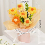 Bouquet fleurs artificielles crochetées orange bleu rose violet blanc moderne