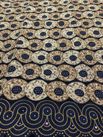tissu brodé noir doré strass occasion party voile coton largeur 51 52 inches dentelle