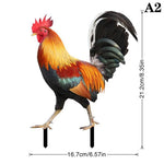 figurine coq deco jardin résistante intempéries rouge noir vert bleu plumeuses réaliste piquetextérieur patio