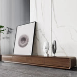 meuble tv long bois marron foncé moderne salon nordique bois naturel