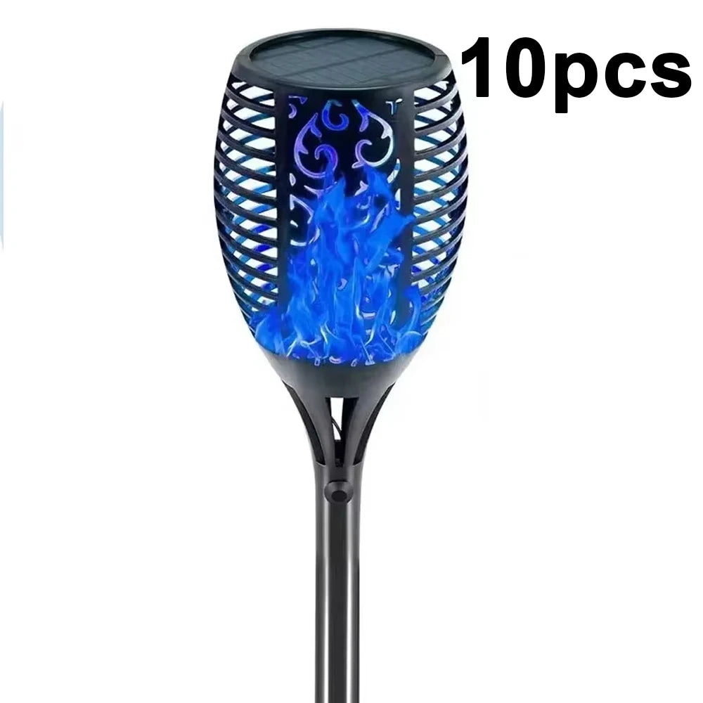 lanterne solaire flamme stylisée noir bleu orange moderne extérieure jardin halloween