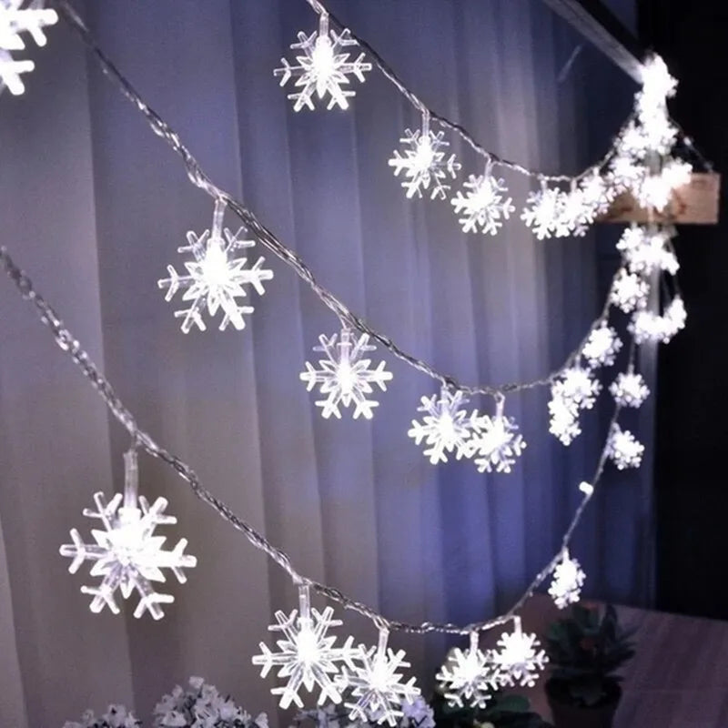 guirlande lumineuse flocons neige blanc multicolore clips festif anniversaire noel mariage valentin