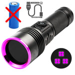 lampe torchon uv led rechargeable anti choc autodéfense affichage lcd texture anti glisse noire