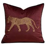 housse coussin brodée léopard velours élégante noir vert décorative maison voiture 45x45cm 30x50cm fixations