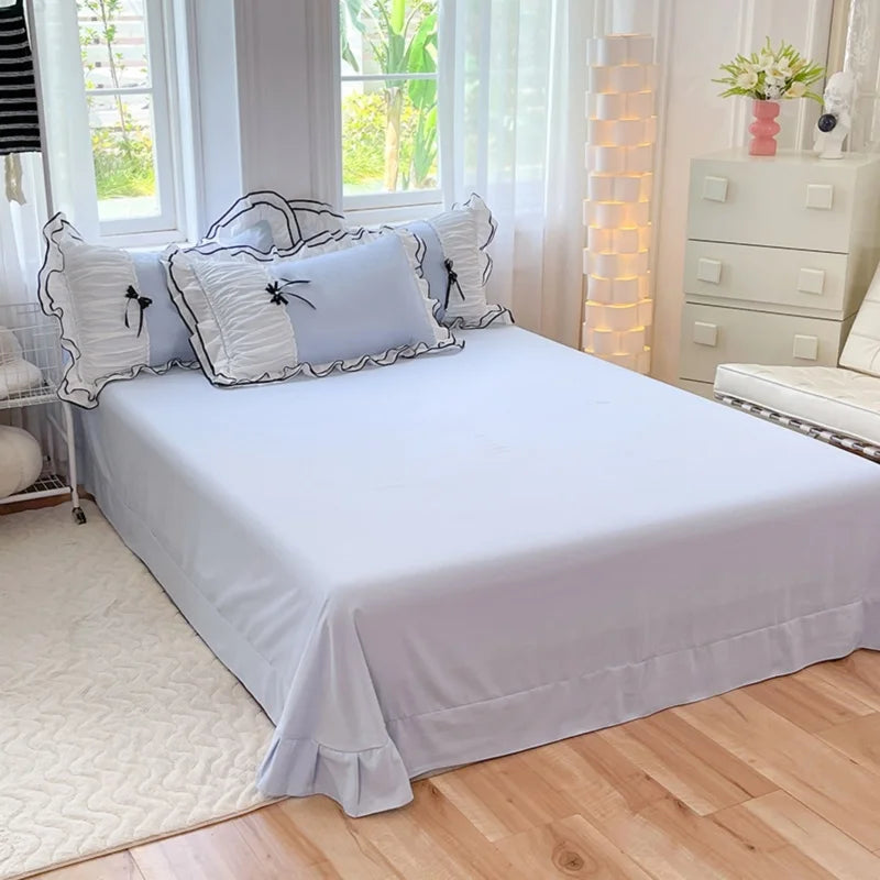 ensemble literie bleu clair papillons broderie doux romantique 135x200cm 150x200cm 168x229cm 180x210cm 200x200cm 200x230cm