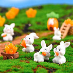 figurines lapins mignons carottes résine blanche décoratives cartoon miniature collectionnement paysagère