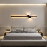 applique murale led noire moderne minimaliste effet lumineux linéaire contemporaine fixée mur 60 90