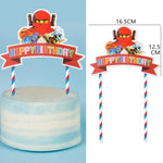 décoration gâteau anniversaire ninja happy birthday banderole clips couleurs vives enfants fête