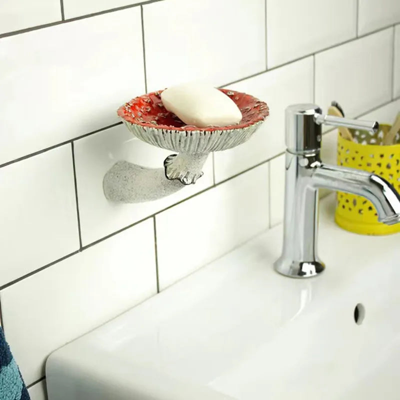 support mural objet rond texture champignon blanc rouge moderne naturel champêtre