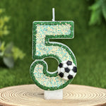bougies chiffres paillettes football anniversaire decoration verte blanche noire bleue thèmes sportifs numerotees opaque