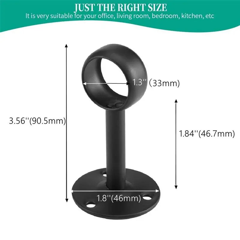 support rideau noir moderne vis fixations rideau fenêtre tringle 1/4 pouces