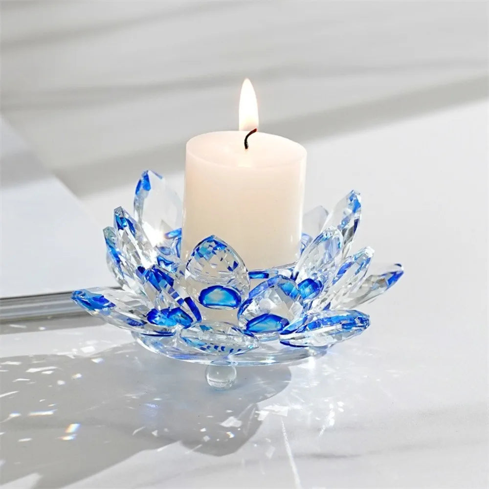 support bougie moderne transparent fleur lotus multicolore rose marron violet élégant décoration intérieure bougies