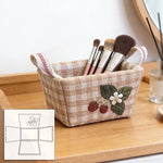 panier rectangulaire rustique motifs carreaux rayures texturé rose beige violet vert blanc