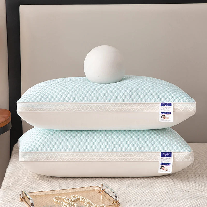 oreiller haut 3d bleu clair texture géométrique coton polyester moderne voyage lit