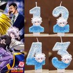 bougies chiffres hunter hunter paillettes bleu clair blanc décoratives anniversaire enfant anime