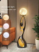 figurine sculpturale abstraite résine deco moderne intérieur lampe lune texture rugueuse artistique moderne