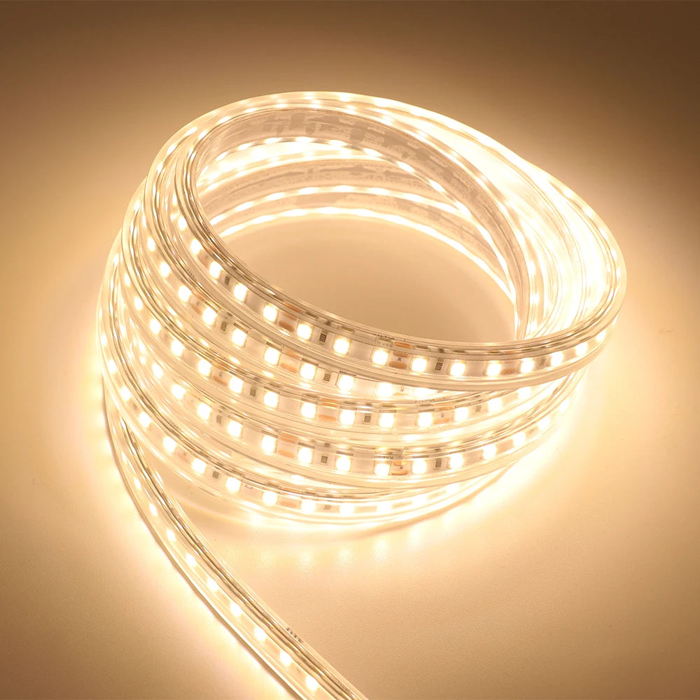 ruban led flexible 12v 24v ip67 blanc chaud 3000k 120leds/m adhésif moderne salon jardin