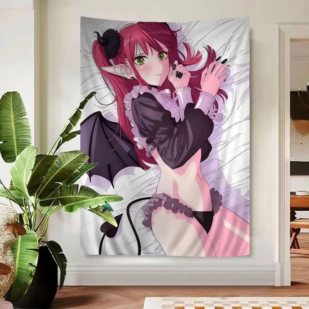 tapisserie murale anime fille manga décoration chambre poster tissu décoratif grande taille couleur