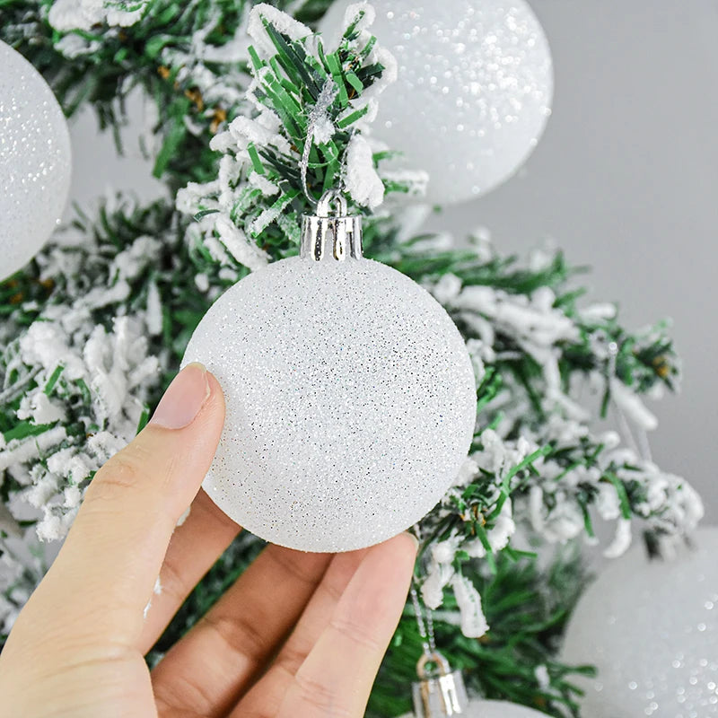 Boîte de 6 décorations de Noël en plastique pailleté