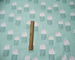 tissu coton imprimé thème marin poissons coquillages enfants blanc rose bleuclair vert