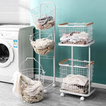 panier linge blanc moderne roulettes réutilisable maille métallique pliable chambre buanderie