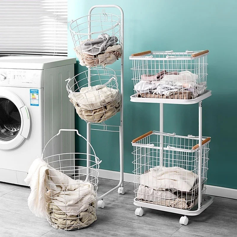 panier linge blanc moderne roulettes réutilisable maille métallique pliable chambre buanderie